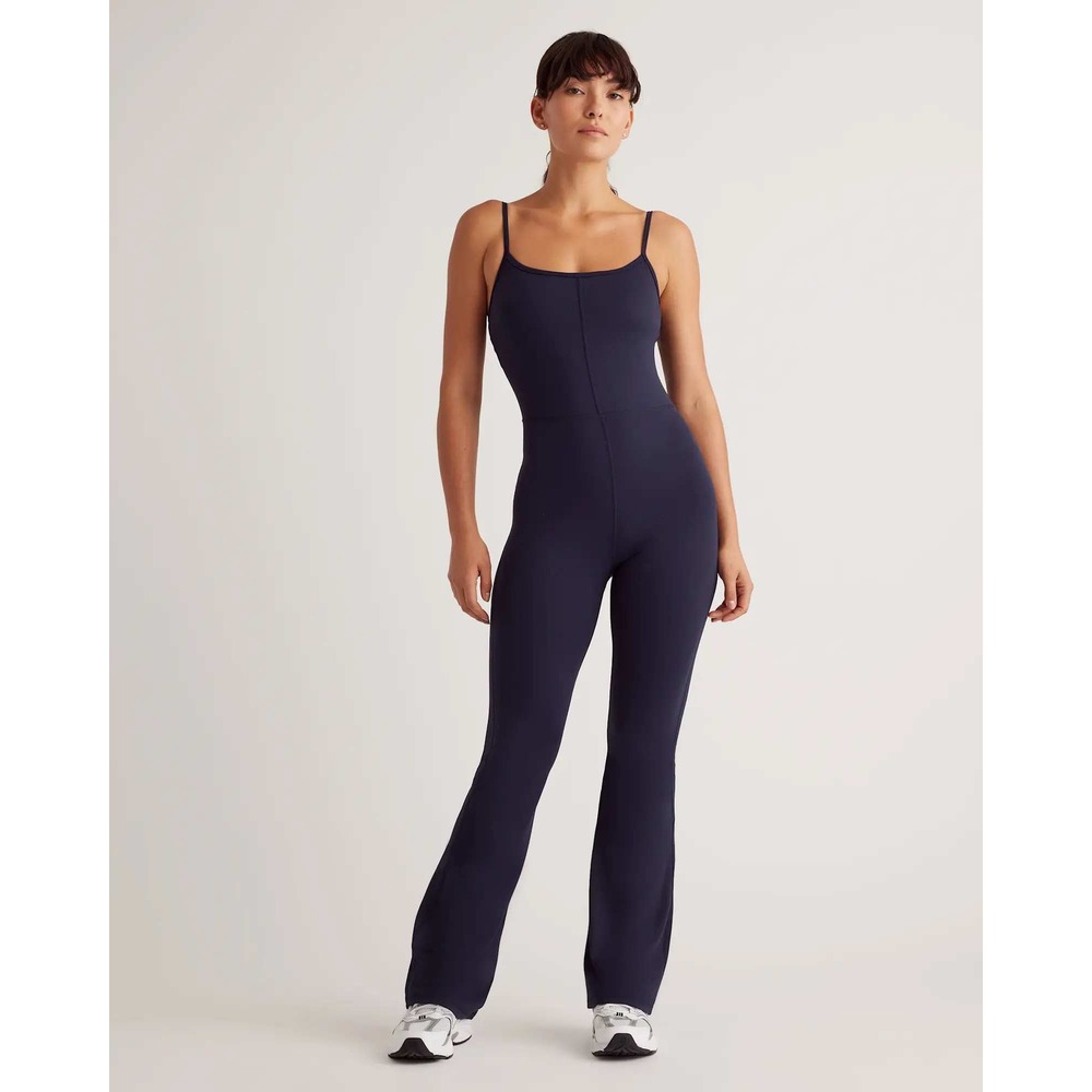 Quince Ultra Form Jumpsuit Kick Flare Black Small NWT Activewear Yoga Bodysuit